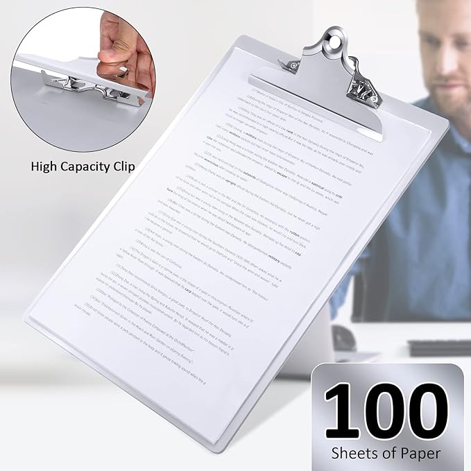 2 Pcs Metal Clipboard Heavy Duty Aluminum Clipboards 12 x 9 Inch Metal Clip Board with Low Profile Clip A4 Letter Size Document Holder for Office School Medical Jobsite Laboratory