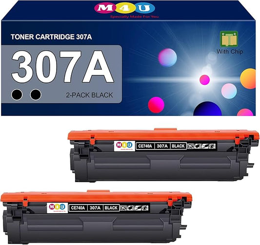 307A Black Toner Cartridge 2 Pack (with Chip) Compatible with 307A CE740A Toner Cartridges, Working with Color Professional CP5225 CP5225n CP5225dn Printers(2 Pack, Black)