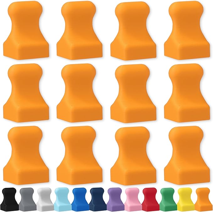 Glassboard Studio MiniPawn Magnet - Strong Neodymium Rare Earth Magnets for Fridge, Whiteboard, Locker & Magnetic Glassboards - Crafting & Office Use - Strong Fridge Magnets (Tangerine Orange, 12)