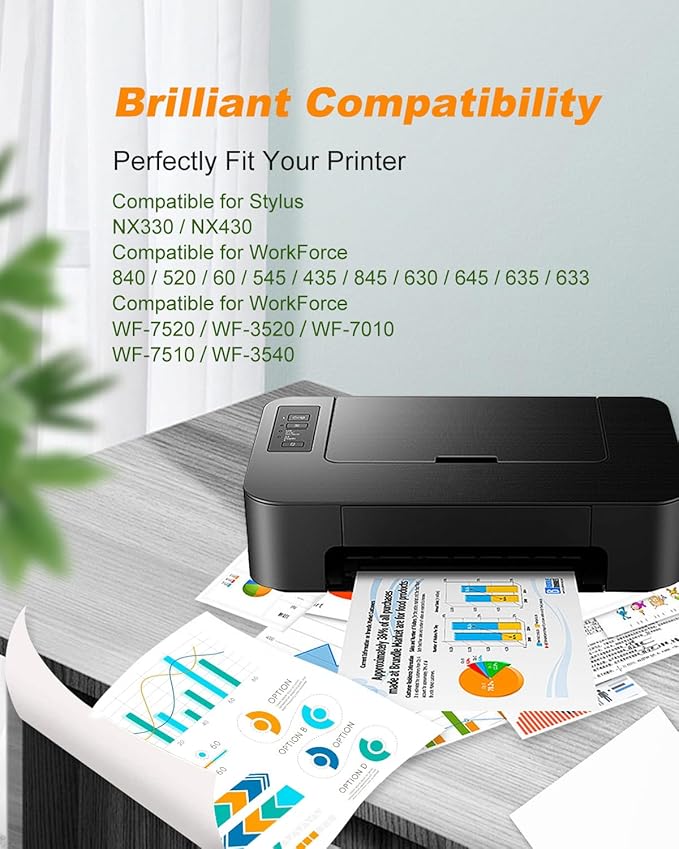 126 Ink Cartridges Remanufactured Replacement for Epson 126 Ink Cartridges for Epson 126 T126 Ink use for Epson Workforce WF-3520 WF-3540 WF-7010 435 545 645 845 60 Stylus NX430 (10 Pack，126 Ink)