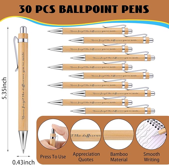 30 Sets Employee Appreciation Gifts Bulk Inspirational Spiral Notebooks with Sticky Notes Motivational Journals Ballpoint Pens Thank You Gifts for Teacher Nurse Coworker (30, Forget)