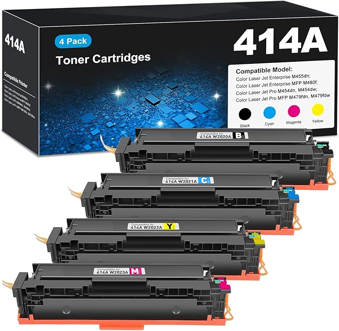 414A Toner MFP M479fdw (with Chip) Compatible for HP 414A Toner Cartridge 4 Pack High Yield 414X Work for Color Laser Jet Pro MFP M454dw M479fdw Toner MFP M480f M454dn M455dn M479dw M479fdn Printer