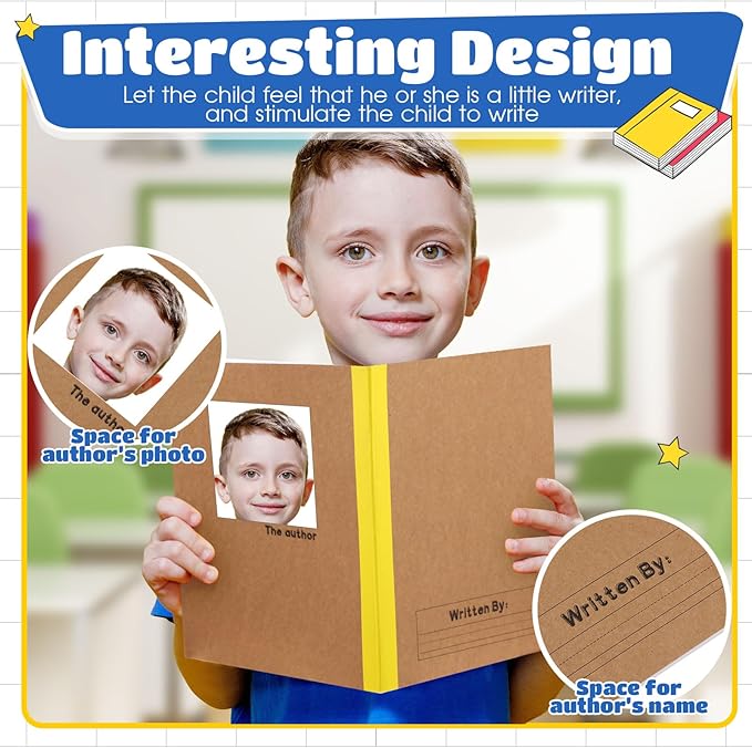 Henoyso 80 Pcs Primary Composition Notebook for Kids 9.75 x 7.5 Inch K-2 Primary Writing Journal with Rainbow Spine 60 Pages Draw and White Journal for Student Back to School Supplies