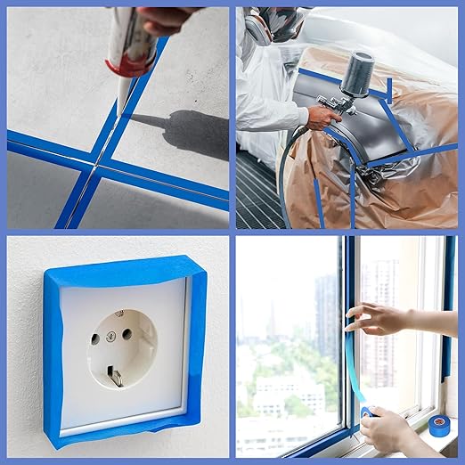 2 Roll Painters Tape 1.89In × 55Yard Blue Painters Tape Bulk Multi-Surface Blue Masking Tape for Wall Painting Edge Treatment DIY Crafts