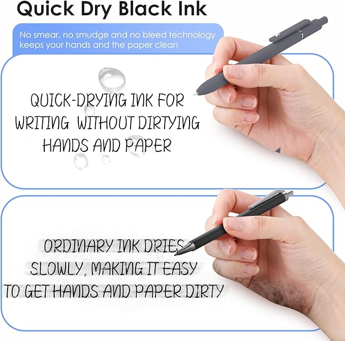 Gel Pens, 11pcs 0.5mm Gel Pens Cute Black Ink Fine Point Pens With Smooth Writing, Quick Dry Pens For Journaling,Teacher Work Desk Accessories Office School Supplies for Men Women Student
