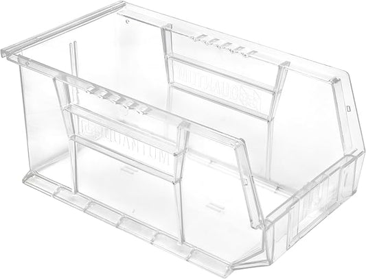 Hudson Exchange 15" x 8" x 7" Plastic Stackable Storage Bin and Hanging Container (Crystal Clear, 1 Pack)