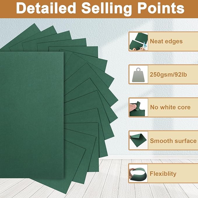 28 Sheets Dark Green Cardstock 8.5 x 11 Craft Paper, 92lb Heavyweight Christmas Green Card Stock for DIY Cards Making, Invitations, Thank You Cards, Birthday, Menus