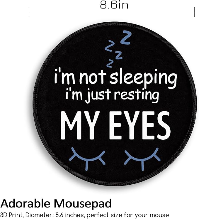 Funny Eyes Mouse Pad, Black Small Round Mousepads for Desk, Mini Travel Mouse Mat for Wireless Computer Laptop, Office Desk Accessories, 8.6 x 8.6 inch