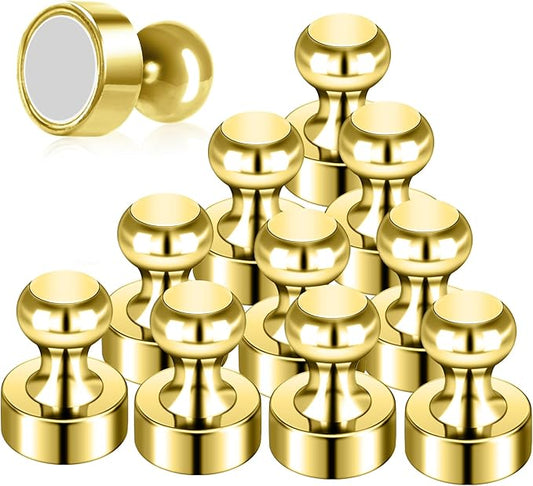 12Pack Gold Magnets for Whiteboard Cute Fridge Magnet Small Refrigerator Magnets Office Magnets for Fridge Whiteboard Billboard in Kitchen Home Classroom School