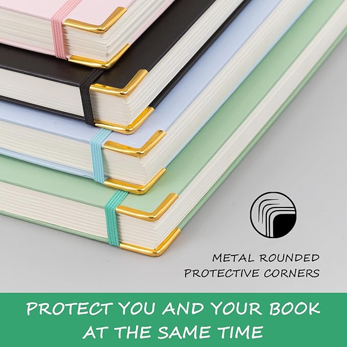 Hardcover Spiral Notebook, B5 Notebooks College Ruled, 110 GSM Thick Lined Paper Notebooks for Work, School and Travel, 300 Pages Journals for Writing, Large Journal for Women New Black B5