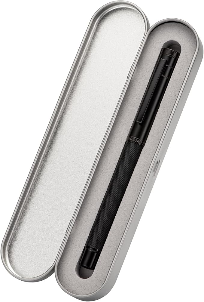 Hongdian Matte Black Forest Rollerball Pen with Schmidt Black Ink Refill, Classic Design with Metal Case for Business Signature