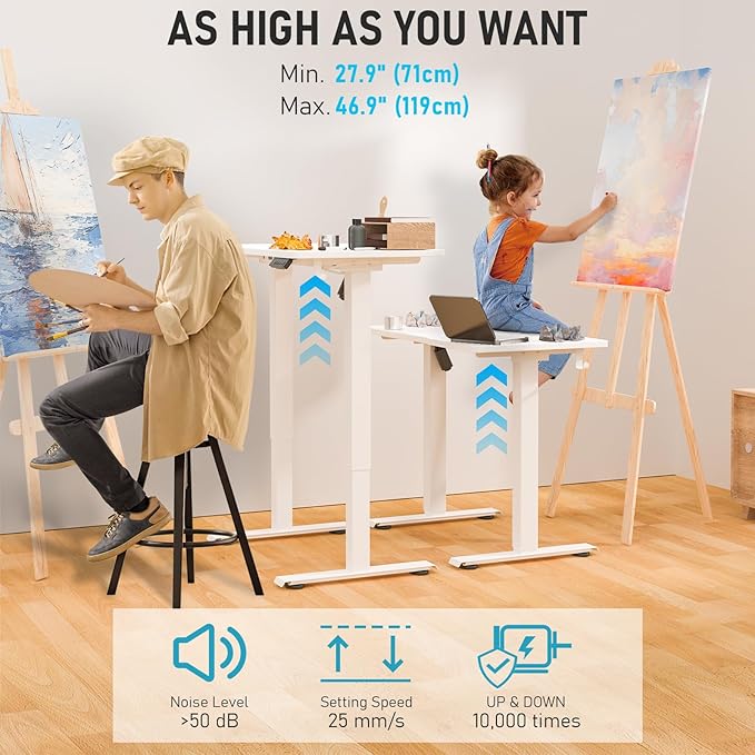 35 * 20 Electric Standing Desk, Adjustable Height Sit Stand Up Desk, Motorized Home Office Computer Gaming Workstation Desk