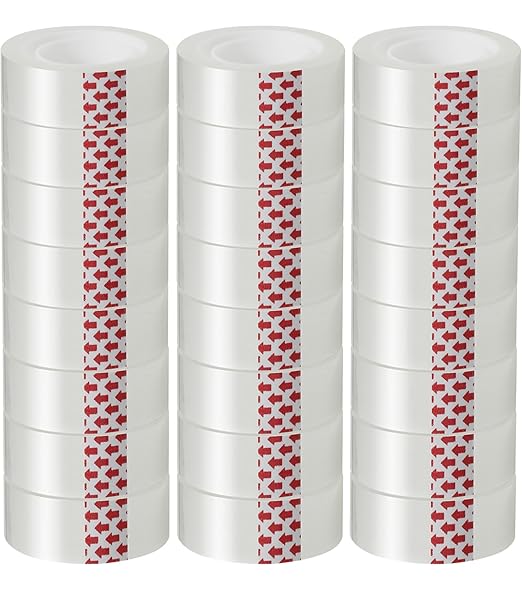 24 Rolls Transparent Tape Refills, Clear Tape Dispenser Refill Rolls, Glossy Gift Wrap Tapes for Office, School, Home, 3/4 x 800 Inches