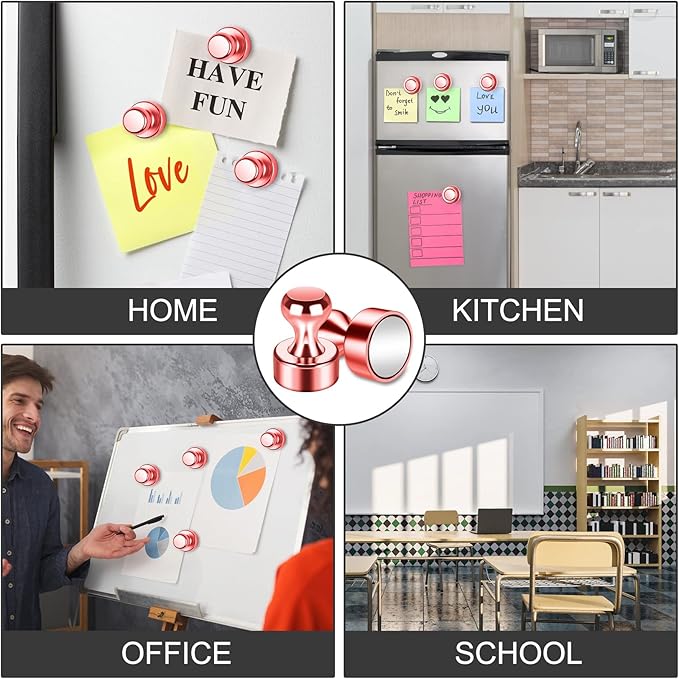 20-Pack Whiteboard and Fridge Magnets, Office and Kitchen Magnets, Push Pins Included