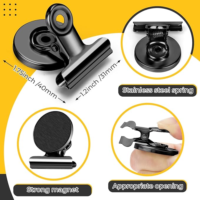 48 Pack Magnetic Clips, Refrigerator Magnets Fridge Magnets, Black Magnet Clips for Whiteboard, Clip Magnets for Photo Displays, Home, Office,Classroom