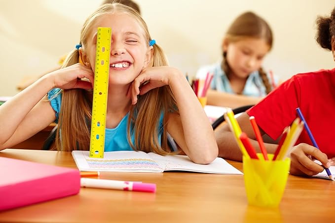 24 Pack Rulers Bulk for Classroom Supplies, Kids | 12 Inch Rulers with Imperial (US Inches) and Metric (CM/Millimeter) Measure for Teachers, Students