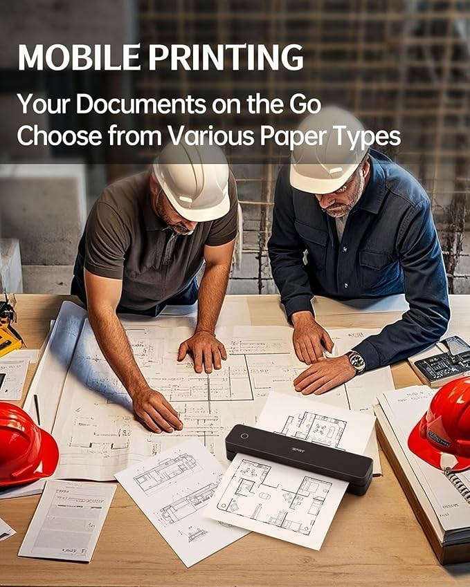 iDPRT Inkless Portable Printer for Travel, 300DPI Wireless Thermal Printer Support 8.5 x 11 Inch US Letter, A4, Small Bluetooth Printers Compatible with iOS, Android Laptop for Office Car Home, Black