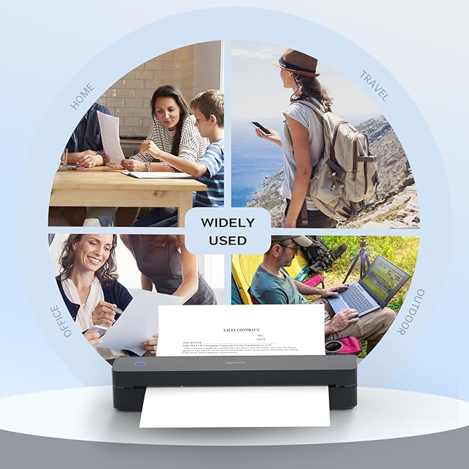 iDPRT Portable-Printer Wireless for Travel, 300DPI Inkless-Thermal-Small-Printer for Home Use, Office, Vehicles, Mobile Bluetooth Printers Supports 8.5" x 11" US Letter&A4&A5 Size, for Phone & PC