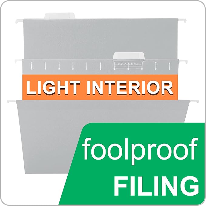 Grey Hanging File Folders,25 Packs Letter Size File Folder,Designed for Bulky Files,Filing Cabinet,1/5 Adjustable Tabs for Office,School,Home