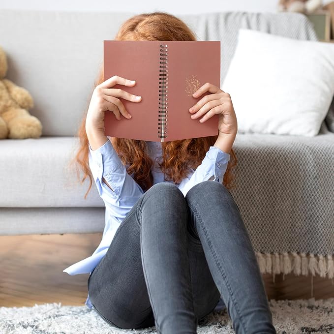 Fuutreo 12 Pcs Spiral Notebook for Work A5 8.3 x 5.7 Inch College Ruled Spiral Journal Notebook Kraft Cover Ruled Paper, 12 Color, 60 Sheets, 120 Pages for Office School(Hot Stamping)