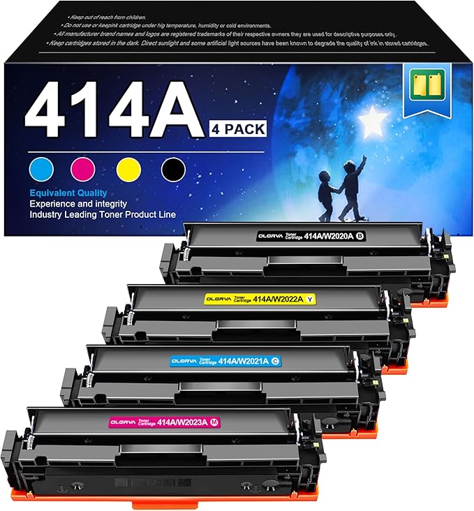 414A Toner Cartridge 4 Pack (with Chip) - 414X Replacement for HP 414A HP 414X, Compatible with HP Color Laserje Pro MFP M479fdw Toner, Color Laserje Pro M454dw M454dn M480f M455dn Printer | W2020A