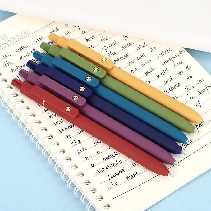 Gel Pens 6Pcs, 0.7mm Smooth Writing Black Ink Pens for Journaling, Cute Aesthetic Office Desk Accessories, School Supplies, Gift for Students & Artists (6Pcs Vintage-Black Ink)