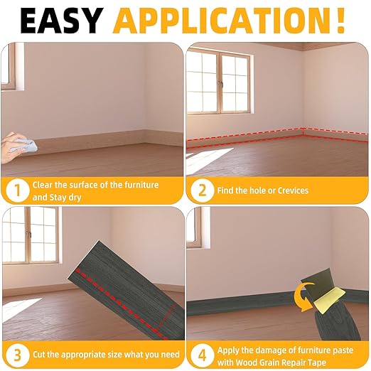 GSCIT Club Dark Walnut Wallpaper, 2.4 inch X 15ft Self Adhesive Wood Grain Repair Tape Dark Walnut Repair Patch for Tables, Chairs, Baseboards, Doors, Windows, Floors, Handicraft DIY.