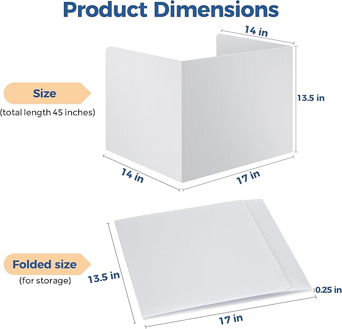 22 Pack Classroom Privacy Shields for Student Desks - Easy to Clean Plastic Sneeze Guard Folder Desk Divider Study Carrel - Classroom Materials for School Teachers - Includes Extra Labels