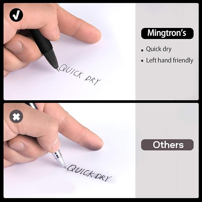 Gel Pens, 50 Pack Black Pens Fine Point, No Smear Ink Pens for Left Hand, Click Pens Bulk, Retractable Rollerball Pens for Smooth Writing, 0.5MM, Black Ink