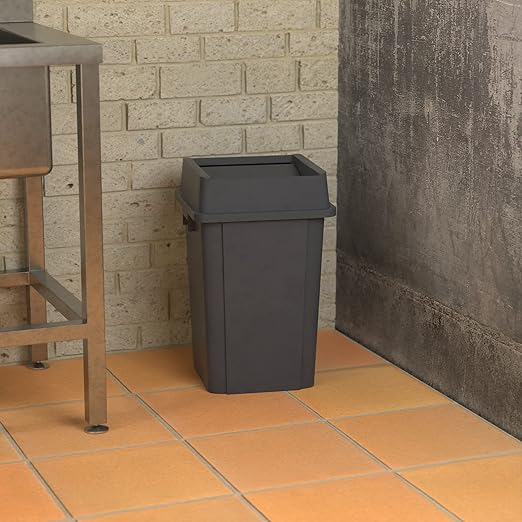 19 Gallon Grey Square Commercial Trash Can with Lid