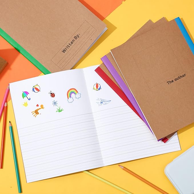 Henoyso 40 Pcs Primary Composition Notebook 9 3/4 x 7 1/2 Inch Kids Journal, Back to School Supplies, K-2 Primary Writing Notebook for Kids Student Draw and Write Story Journal (4 Color)