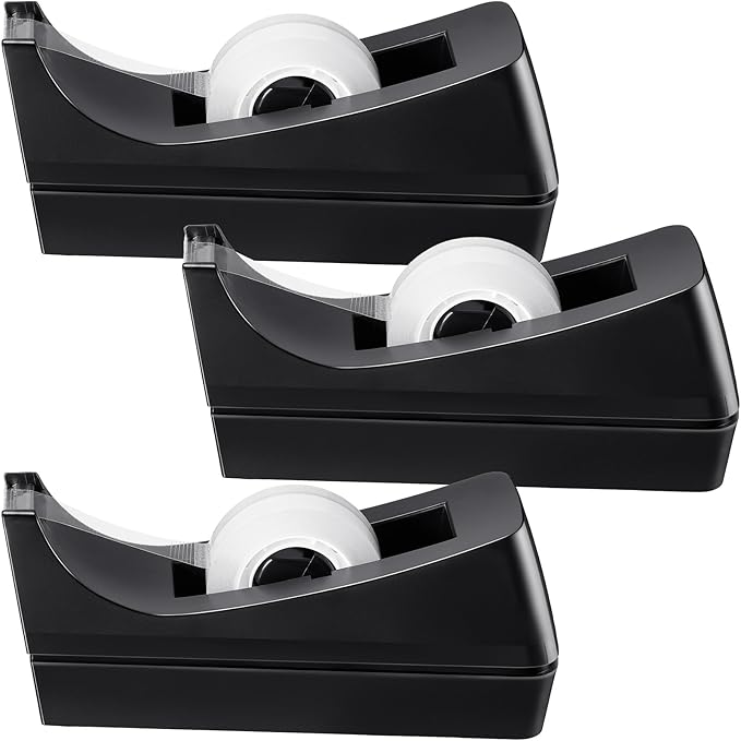 3 Pack Desktop Tape Dispenser Tape Roll Non Skid Base Tape Dispensers for Office Home School (Tape Not Included)