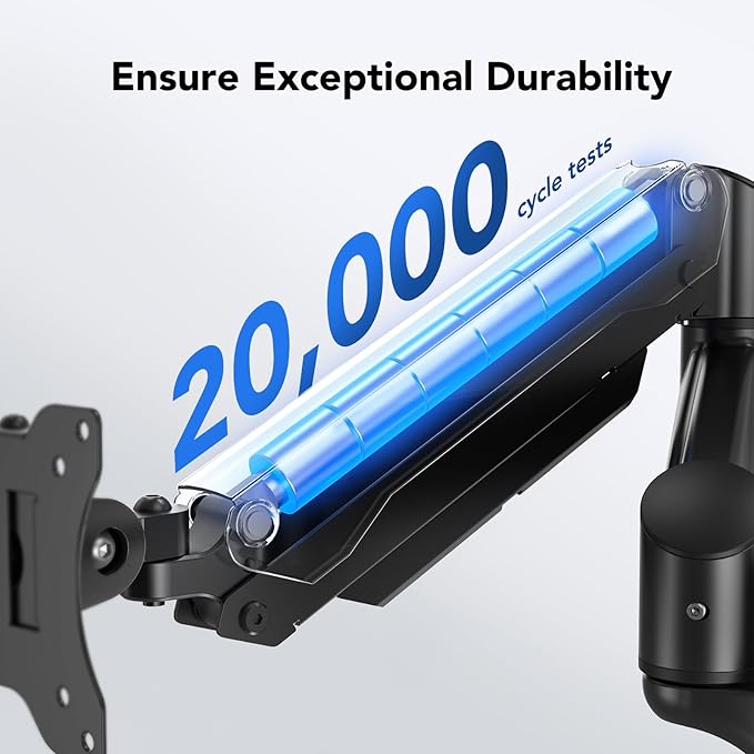 HUANUO Dual Monitor and Laptop Mount for Max 32” Monitor and 17” Laptop, Adjustable Spring Arm with Tilt, Swivel and Rotation, Dual Monitor and Notebook Stand with VESA Bracket 75/100 mm