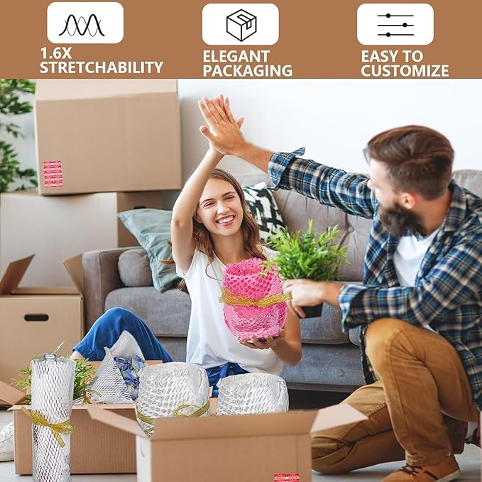 Honeycomb Packing Paper, 12" x 100' Packing Paper Substitute Alternative for Bubble Cushioning Wrap for Moving Shipping Packaging Mailing, Recyclable Moving Supplies Bubble Packing Wrap Roll-White