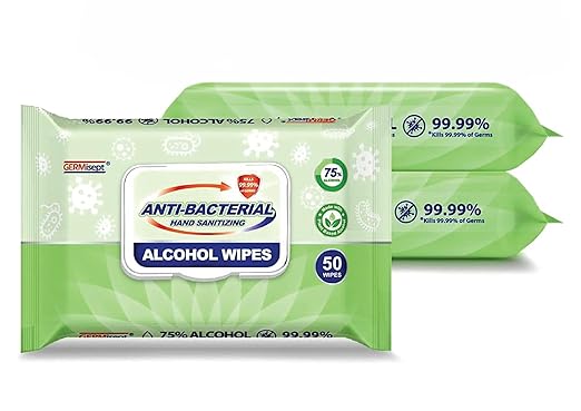 Germisept 75% Alcohol Advanced Hand Sanitizing Wipes | 50 Count per Pack x Pack of 3 = 150 Wipes