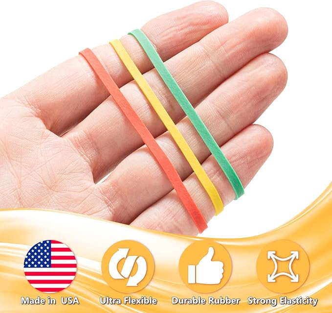 High Quality Rubber Bands Size 33, 1/2 lb (300) Thick Colored Rubber Bands