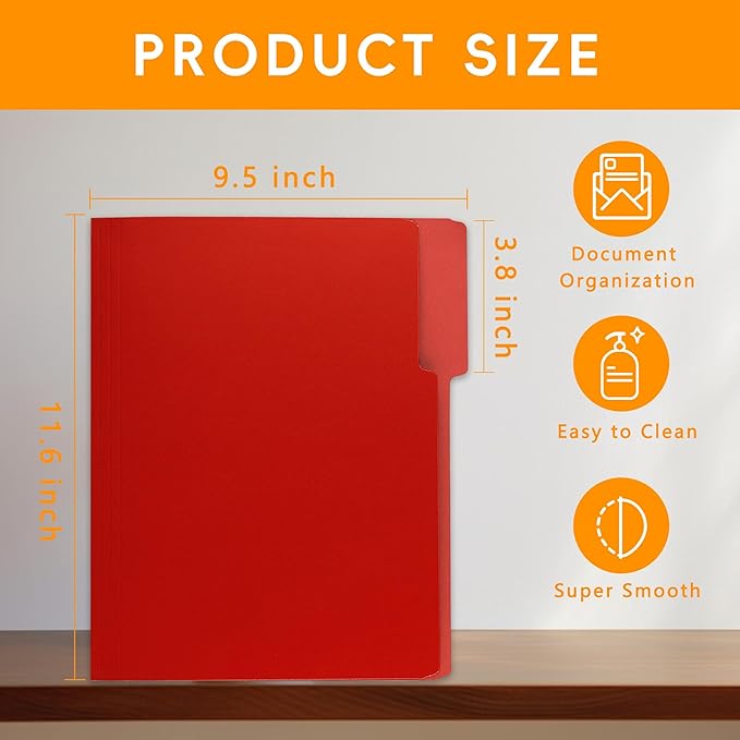 36 Packs File Folder,1/3-Cut Tabs,Red File Folder Letter Size,8.5x11 Pink File Folders for Office,School and Home,Organizer Folder