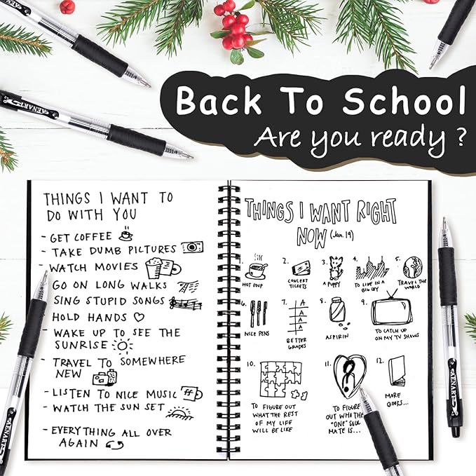 Gel Pens, 30 Pack Black Gel Pen Fine Point, Retractable Gel Ink Rollerball Pens for Smooth Writing (0.7mm) Back to School Supplies