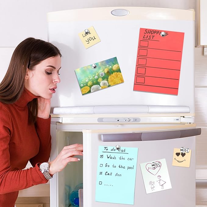 24Pack Strong Fridge Magnets - Small Push Pin Magnets for Whiteboard, Classroom, Office, Refrigerator