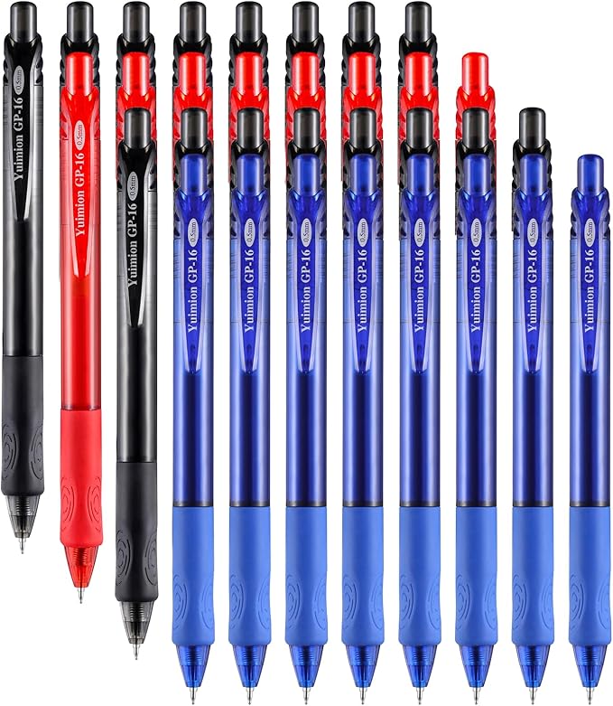 32 Pcs Retractable Gel Pens Fine Point (0.5mm) Rollerball Pens for Smooth Writing Women Men Gifts, (Black&Red&Blue Ink) for Journaling School and Office Supplies Use
