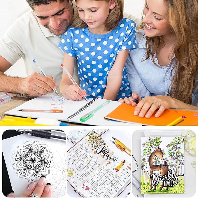 Green Gel Pens for Coloring Book,72 Color Gel Pens Set including 24 Color Gel Pen with 48 Refills,40% More Ink Colored Gel Pens for Drawing, Doodling, Scrapbook, Journaling