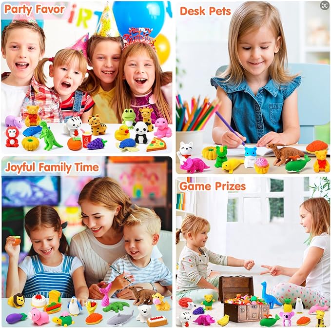 120 Pack Animal Pencil Erasers for Kids, 3D Mini Puzzle Take Apart Erasers, Desk Pets & Treasure Box Toys, Bulk Party Favors, Classroom Prizes, School Supplies, Gift for Boys & Girls