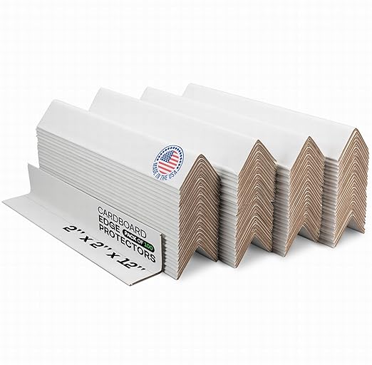 IDL Packaging Cardboard Edge Protector 2" x 2" x 9", Pack of 100 - V-Board Reinforced Cardboard Corners for Shipping - White Kraft Corner Protectors for Pallets - Recyclable and Eco-Friendly Material