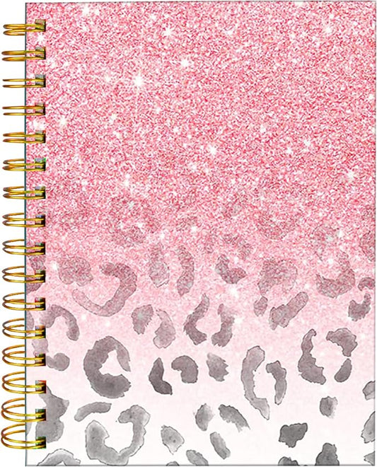 iampanda Spiral Journal Notebook,Strong Twin-Wire Binding with Premium Paper for Girl Women,Modern Girly Design 60 Sheets A5 College Ruled Notebook/Journal,Perfect for School Office Home Gifts,Pink