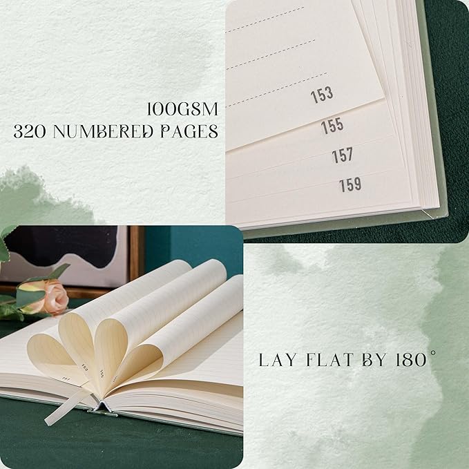 Hardcover Journal for Women Girls, A5 God Lined Journal Notebook, Cute Journal for Writing, Aesthetic Journal, College Ruled Notebook with 100 Gsm Thick Paper, 320 Numbered Pages