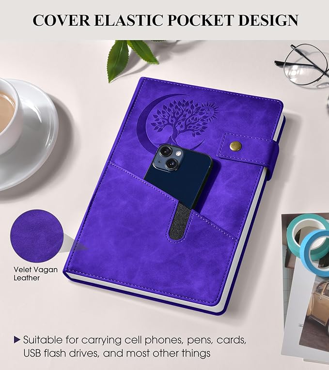 365 Page Thick Lined Journal Notebook for Men Women, B5 Large Leather Journals for Writing, Hardcover Notebooks for Work, School, Note Taking, Business, Travel Diary, College Ruled 7.6" x 10"