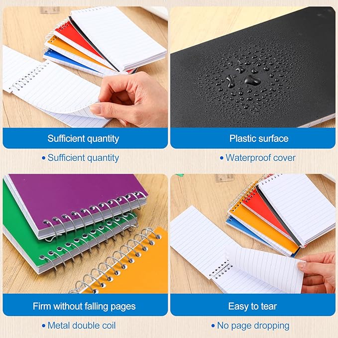 36 Pcs Small Pocket Notebooks 3 x 5 Inch Mini Memo Spiral Notepads Top Bound College Ruled Lined Note Pads for Back School Office Journaling Noting, 75 Sheets/Pad (Fresh Color)