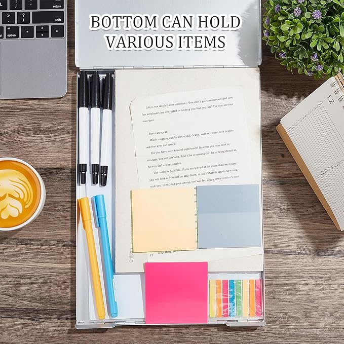 Henoyso Metal Storage Clipboard Bulk Heavy Duty Aluminum Clip Board for Teacher Contractor Medical Construction Office School Classroom, 12.6x9.2x1 Inch, Fit Letter Size 8.5x11 Inch Paper(1 Pcs)