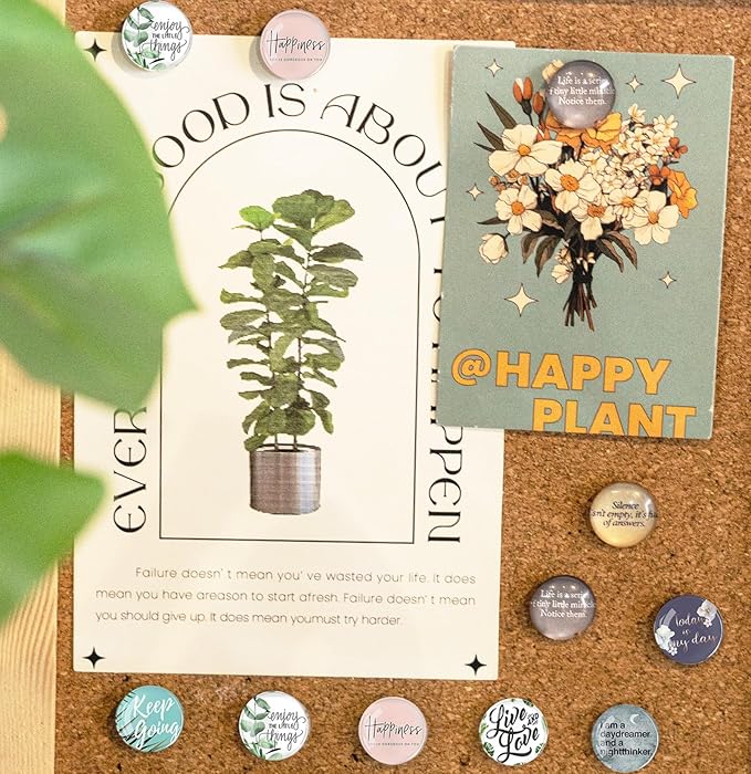 24Pcs Decorative Push Pins,Decorative Thumb Tacks for Bulletin Board, Cork Board Thumbtacks,Photos Wall Maps,Cute Thumbtack for Cubicle Decor,Classroom Supplies and Office Decor(Motivational-Happy)