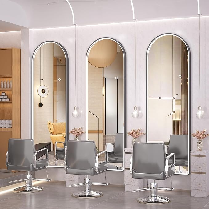 Hasipu 55" X 18" Full Length Mirror with Lights, Black Frame Arch Led Mirror Full Length and 3 Colors Temperatures & Brightness Adjustable,Light Up Mirror Full Body for Bedroom Cloakroom Living Room